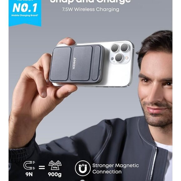 Anker Power Bank Magnetic 5K Battery MagGo with Stand - Black New iPhone - Picture 7 of 9